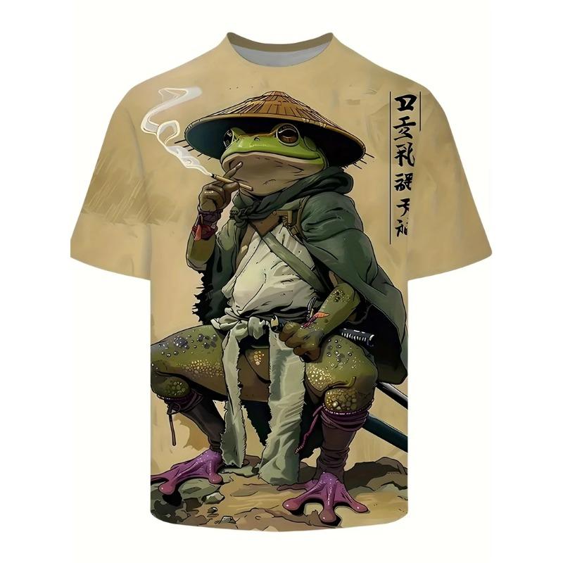 Summer Round Neck Funny Cartoon Pattern 3D Print Top Fashionable Casual Short Sleeved Men's T-shirts