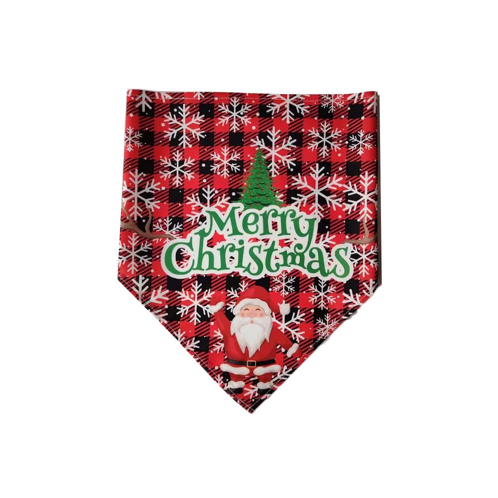 Festive Pet Christmas Triangle Scarf - Dog Holiday Decoration, New Style Printed Scarf