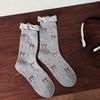 2Pairs Kawaii Bowknot Ruffle Socks Heart Socks Women Casual Sweet Tube Socks  Girl