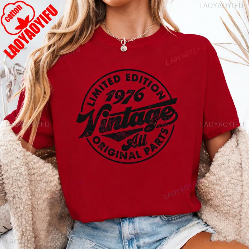 Vintage 1976 Unisex Tee Funny 49th Birthday Gift Nostalgia Style Printed Tshirt Tops High Quality Cotton Crewneck Shortsleev