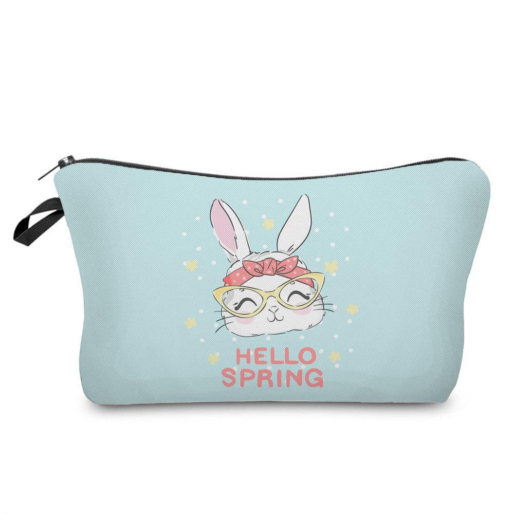 Women Rabbit Print Cosmetic Bag Toiletries Organize Travel Storage Case  6412 KTB