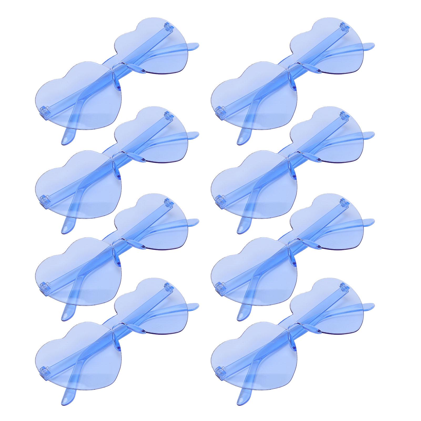 

8 Pairs Heart Sunglasses PC Lens Novelty Frameless Heart Shaped Glasses for Women Beach Party Blue синий