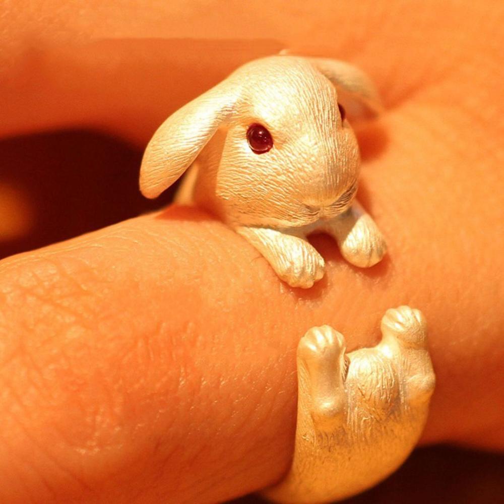 Cute Bunny Ears Girl Gifts Kids Rabbit Ring Women Opening Rings Adjustable Ring Korean Style Rings