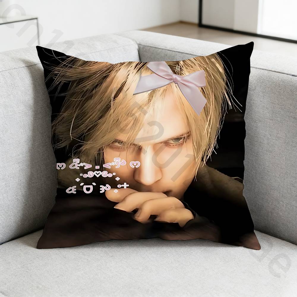 RResident Evil Leon Kennedy Pillow Case Antidustmite Pillowcase Invisible zipper silky short plush Sofa cushion cover