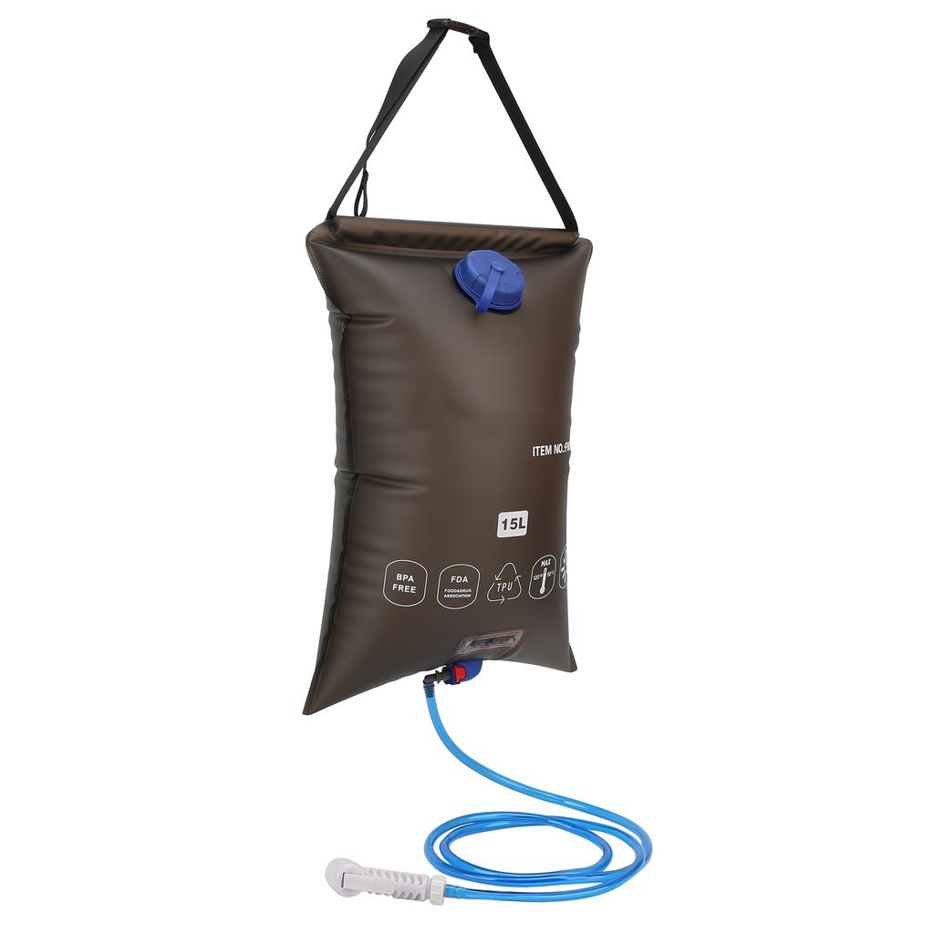 15L Outdoors Foldable Shower Bag with Shower Nozzle for Hiking Camping Beach Swimming