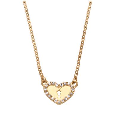 [Q4842] - Gold Plated Necklace 'Love Cadenas' White Gold - 10x8 Mm
