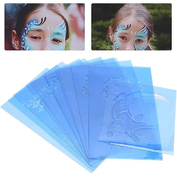 12 Pcs Reusable Face Painting Stencils, PET Body Tattoo Templates for Halloween Christmas Party, DIY Art Design, 20 X 12cm, Easy To Use and Clean