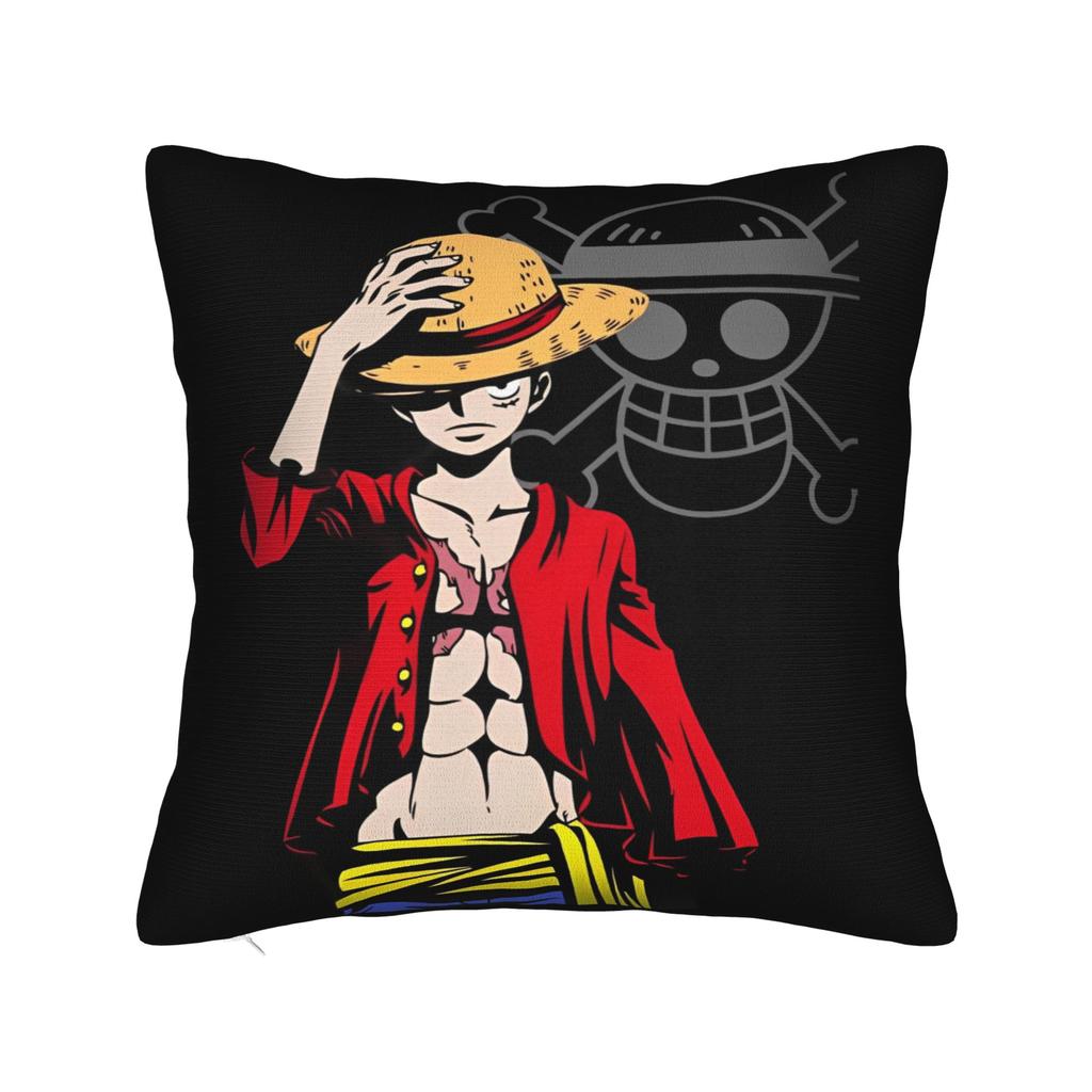 Luffy Anime Cool Luffy Square Pillow Cases Retro Anime Manga Cushion Covers Customized Zipper Decor Pillowcase for Sofa Xcm