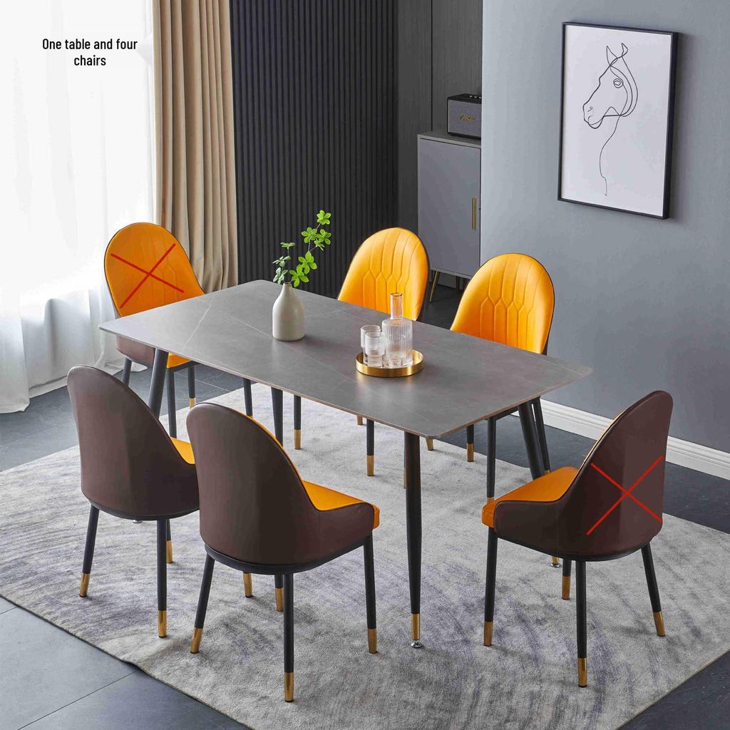 Modern Minimalist Italian Rock Slab Dining Table Set for Small Apartments