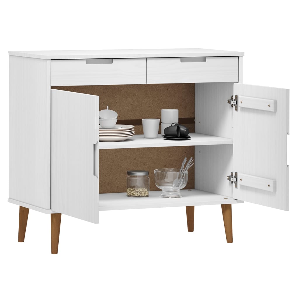 Vidaxl Szafka Molde, Biała, 90X40X80 Cm, Lite Drewno Sosnowe