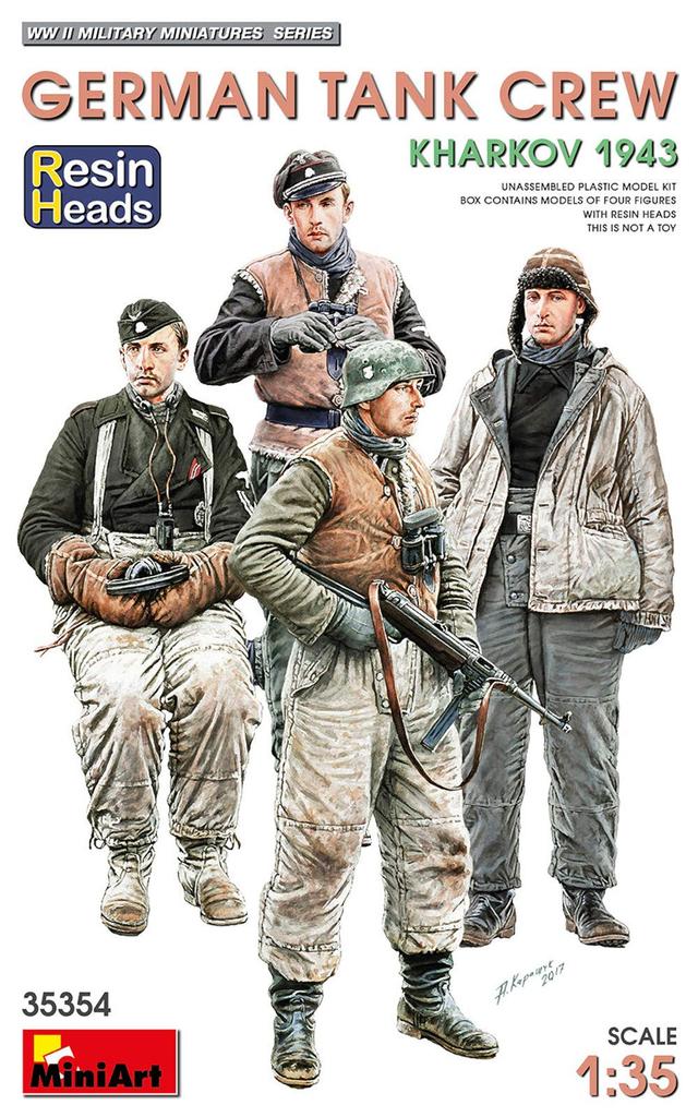 Miniart Scale German Tank Crew Set Kharkov Plastic Model Kit MA35354 1/35 (4 Figures), 1943,