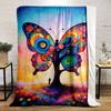 Colorful Butterfly Tree Design Blanket Flannel blanket for bedroom, living room, sofa, and nap sofas