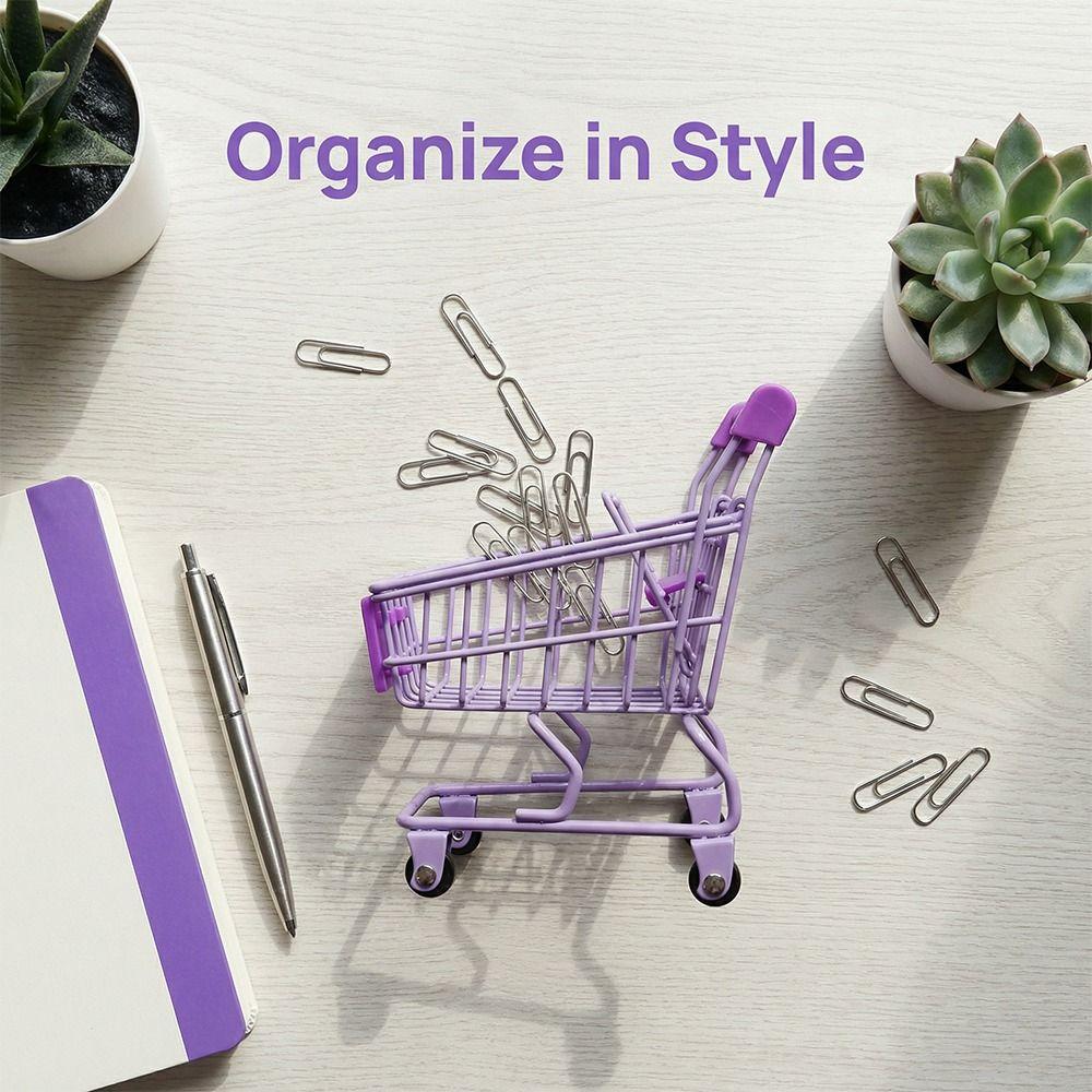 Model Shopping Cart Storage Hollow Toy Trolley Container Desktop Stationery Holder Girls
