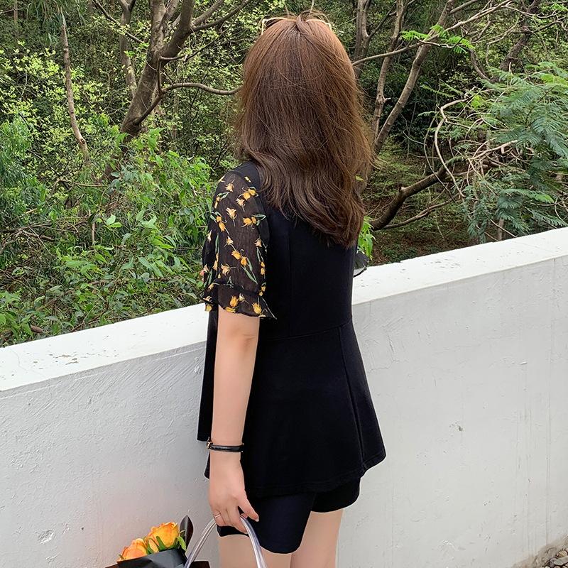 Plus Size Women's Summer New Skinny Covered Lotus Sleeve Temperament V Neck Short Sleeved Top