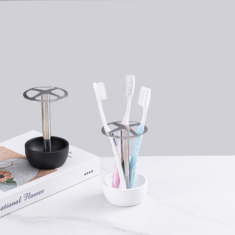 Hollow Out Design Toothbrush Holder Stainless Steel Cosmetic Brush Storage Rack Bathroom