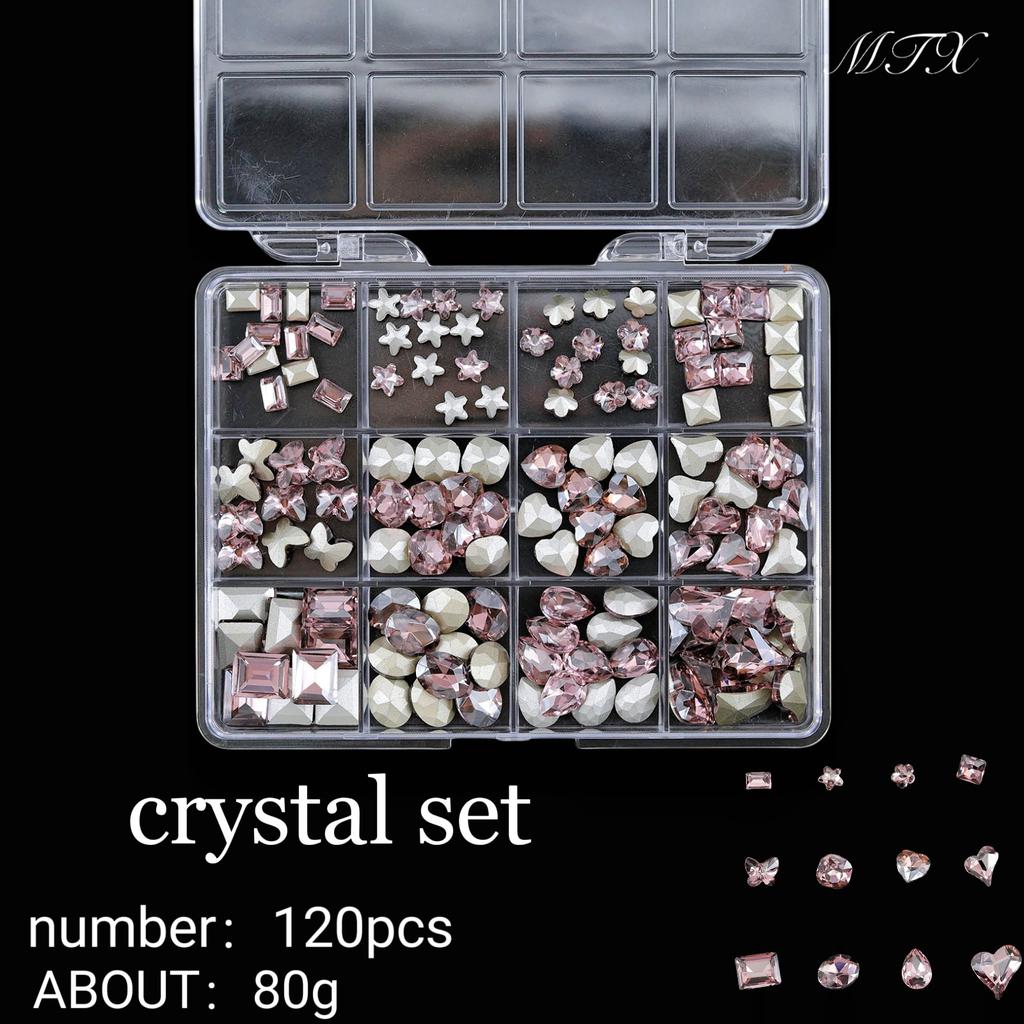 Pointed Bottom Drill Heterosexual Mixed Diamond Nail Art Jewelry Mixed Style Mixed Round Glass Diamond Rhinestone Nail Decoration