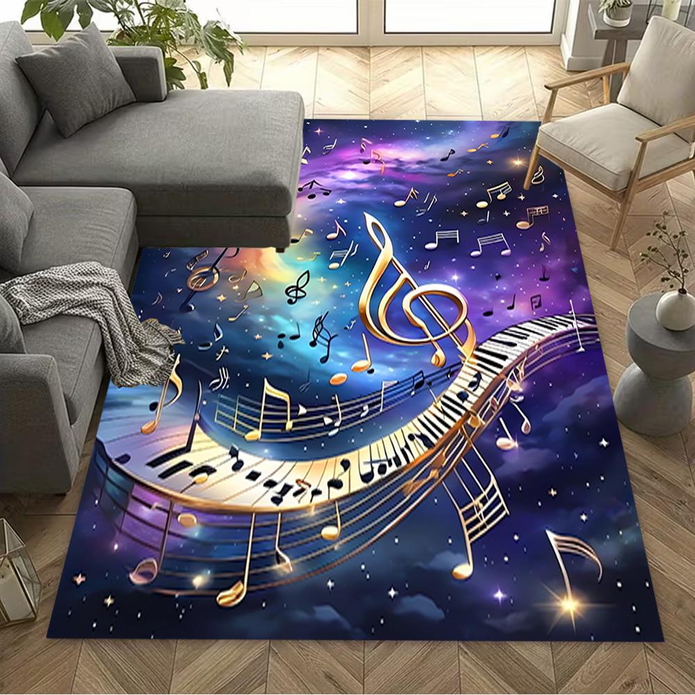1pc music notes vinyl records and cassettes rug home carpet design for office decor gift living room bedroom