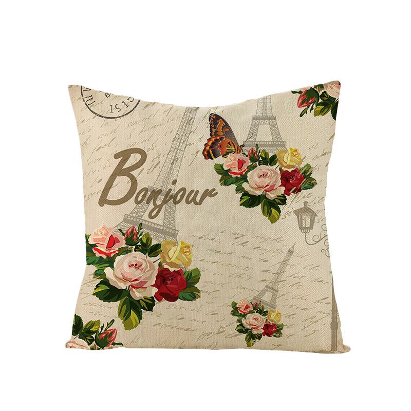 Polyester Pillowcase Nordic Retro Flower and Bird Letter Office Cushion Car Sofa Pillowcase Home