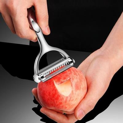 Küchen-Gemüseschäler, Edelstahl-Melonenhobel, Doppelkopfschäler, Haushalts-Multifunktions-Obst- und Gemüseschäler