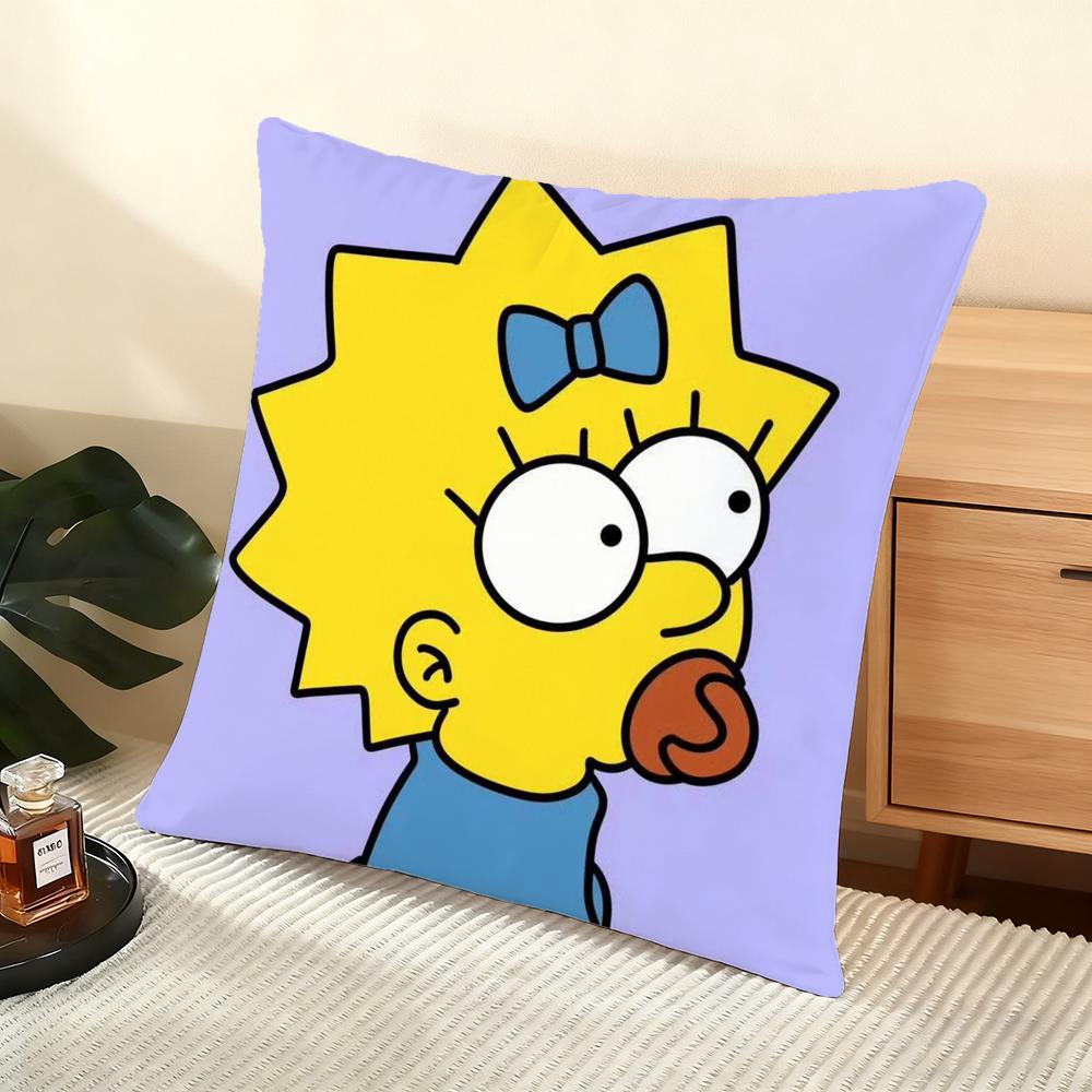S-S-Simpson Family Anime Cushion Cover Silky Short Plush Home Sofa Cushion Cover - Invisible Zipper Home Decoration