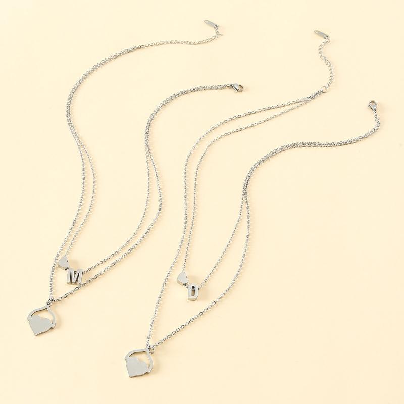 Mother's Day Parent-child Necklaces European American Creative Stainless Steel Heart-shaped Letter Personality Neckl