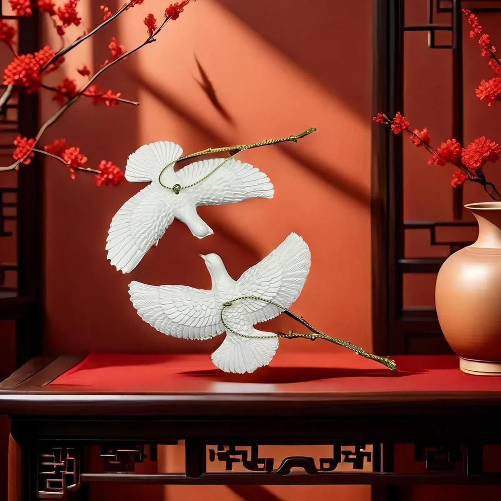White Flying Pigeon Hanging Pendant Simulated Peace Pigeon Statue Resin Peace Bird Hanging Decoration For Thanksgiving Christmas