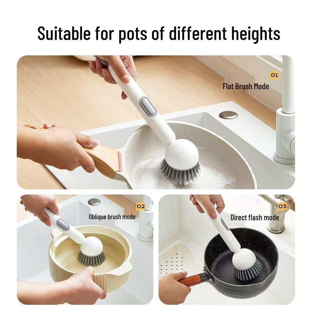 Multi-functional Pot & Bowl Cleaning Brush, Long Handle, Non-Damaging for Kitchen & Sink