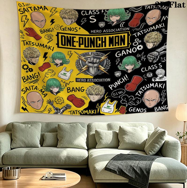 Onepunch Man Wandteppich Ästhetisches Wandbehang Gedruckter Stoffdecke Dekorative Wandteppiche Für Schlafzimmer Wohnzimmer Heimdekoration