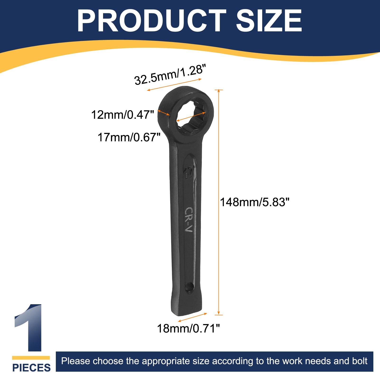 

Uxcell Рожковый ударный гаечный ключ 17мм-48мм Метрический Cr-V Сталь 12-гранный Плоский ударный ключ Покрашенный Односторонний гаечный ключ