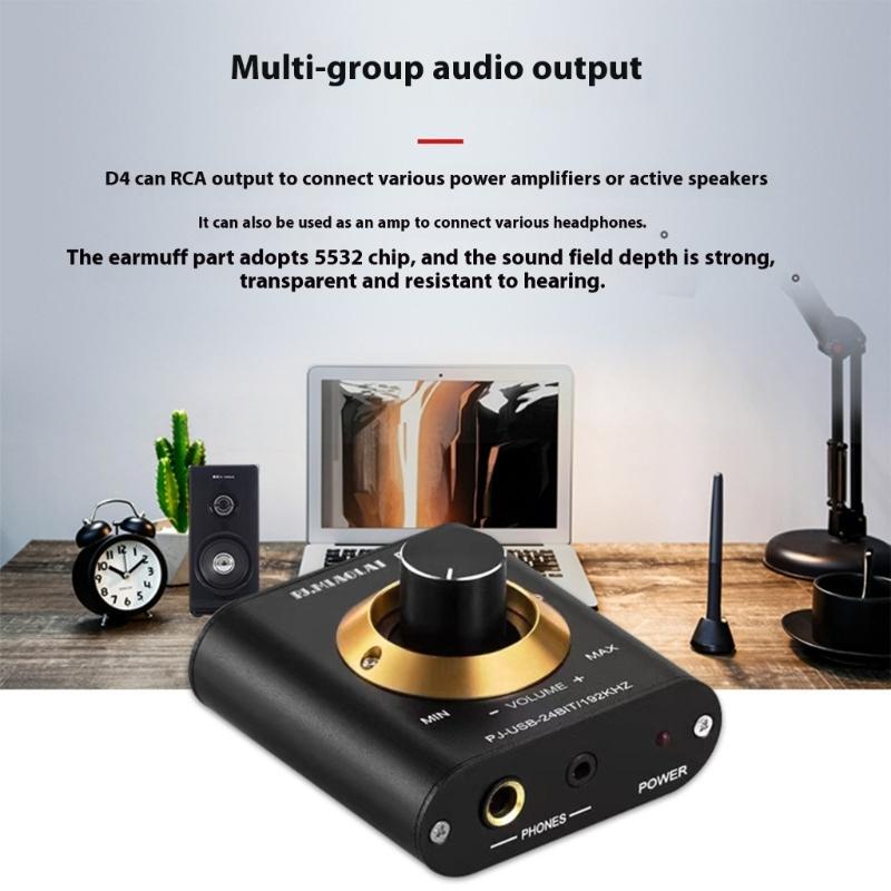 Audios Decoders External Sound Card For HiFi Music Volumes Control Knob USB Plugs and Play Desktop Notebook Compatibility