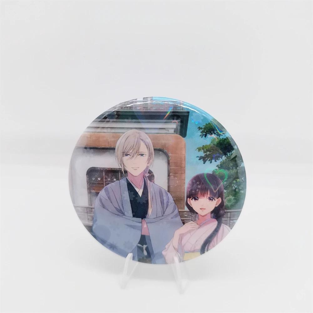 

58mm HOT Anime Marriage Laser Brooch Pin Saimori Miyo Kudō Kiyoka Cosplay Badge Accessories Backpack Gift