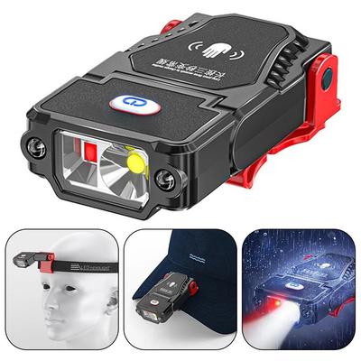 Mini LED Sensor Headlamp Super Bright Hat Clip Cap Light Fishing Headlight USB Rechargeable Adjustable Angle Camping Headlamp