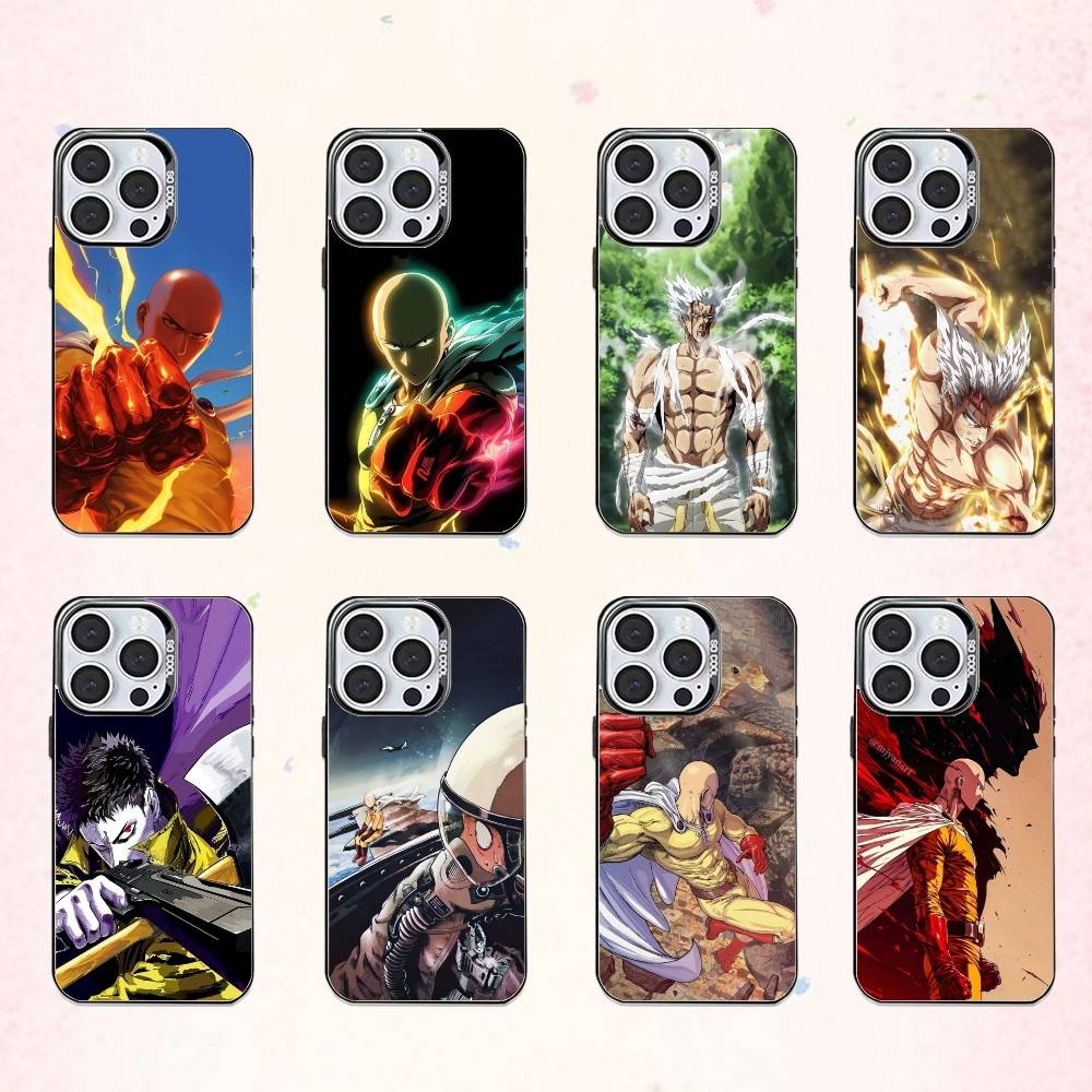 Funny One Punch M-Man Phone Case For iPhone17,16,15,14,13,12,11 Plus,Pro Max Colored Silver Plated Inside Cover