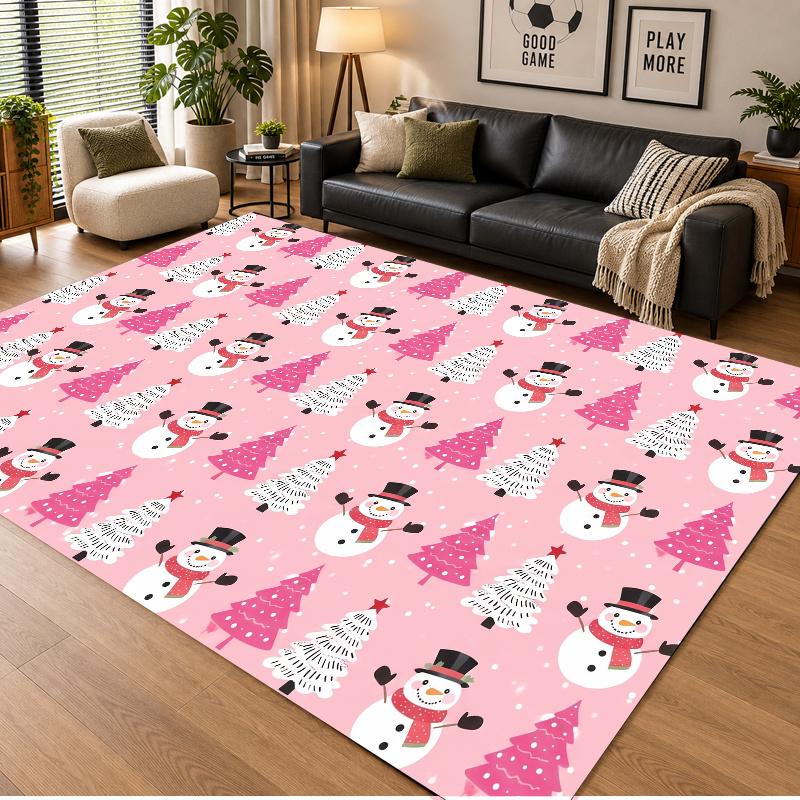 Christmas Theme Floor Carpet, Soft Area Rug, Xmas Indoor Home Holiday Decoration