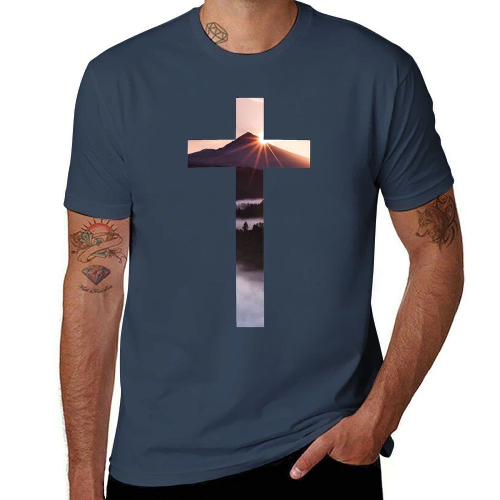Christian Cross Tshirt Simple Casual Short Sleeve Cotton Tshirt S