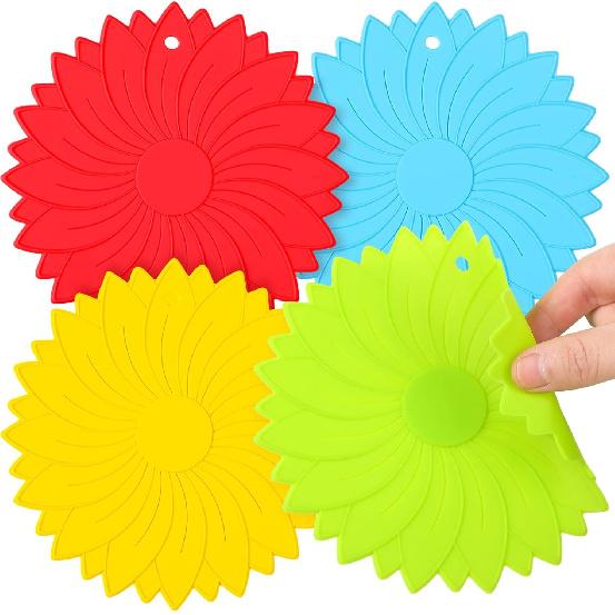 Maxdot 4 Pcs Large Rubber Jar Opener Pad Jar Opener 6.10 Inch Multi Function Non Slip Jar Opener Resistant Coasters for Weak Arthritis Hands Seniors Bright Colors