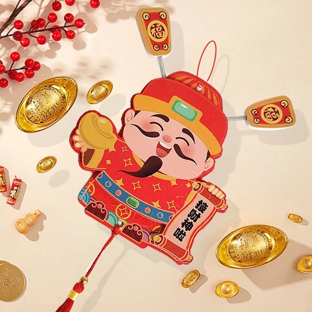 Cute Chinese God of Wealth Fridge Magnets Traditional Snake Year Hanging Pendent  Home