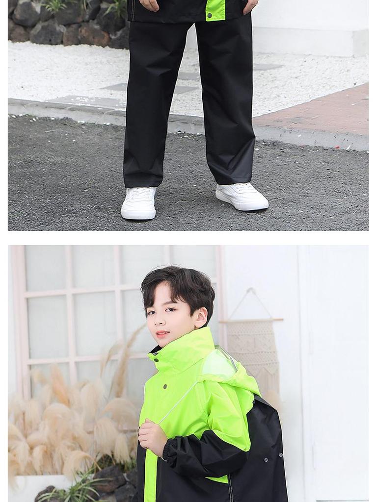 Kid's Raincoat & Pants Set with Large Brim and Backpack Slot for Boys and Girls