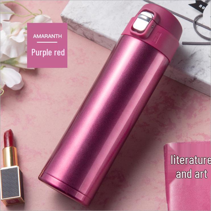 Double-Layer Vacuum Insulated 304 Stainless Steel Water Cup with Flip Lid - Portable & Thickened