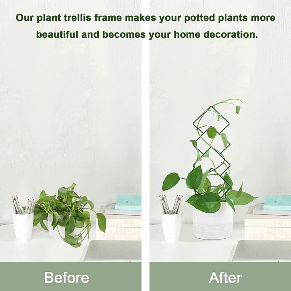 4pcs Geometry Metal Plant Trellis Potted Climbing Plant Starter Tool for Stems Vine Peas Vegetables DIY Training Pole