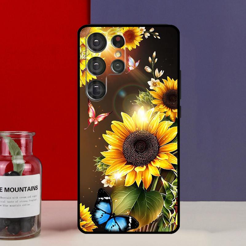 Beauty Yellow Sunflower Funda Case For Samsung Galaxy S25 Ultra S9 S10 S20 FE S21 S22 S23 Plus S24 Ultra Phone Cover