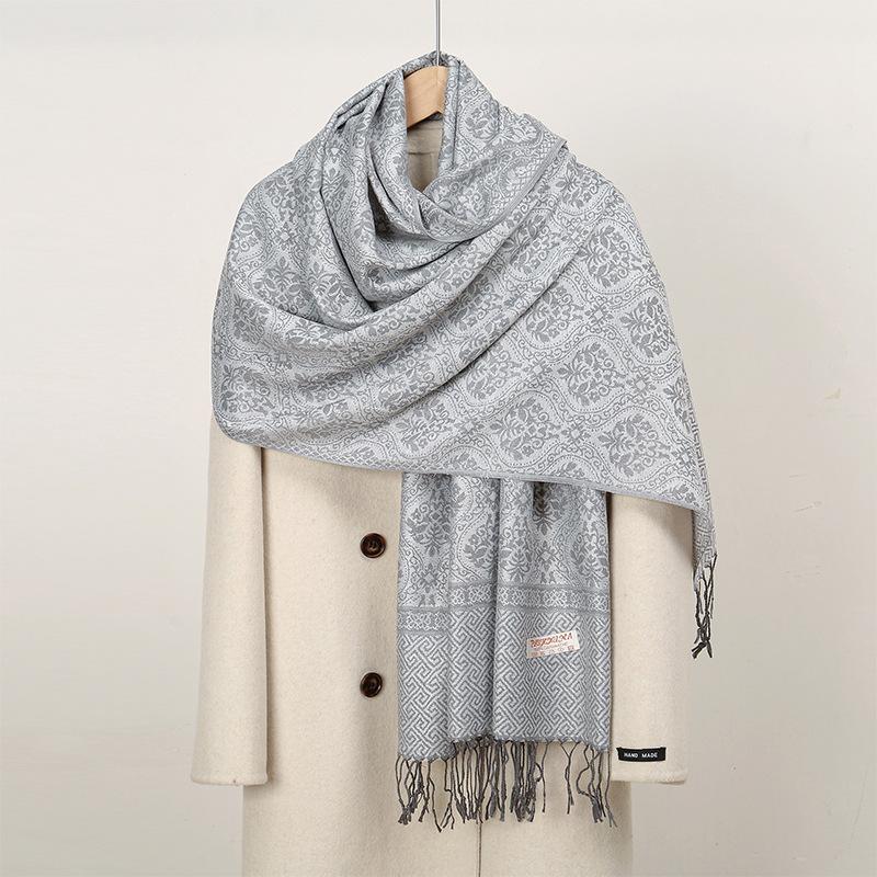 Jacquard Retro Ethnic Style Human Cotton Cashew Shawl Spring And Autumn Fringed Long Decorative Scarf