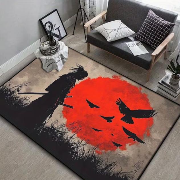 Japanese Ukiyo-e Art Floor Matred Sun and Cherry Anti Slip Living Room Children s Room Courtyard Decoration Living Room Carpet 40x60cm