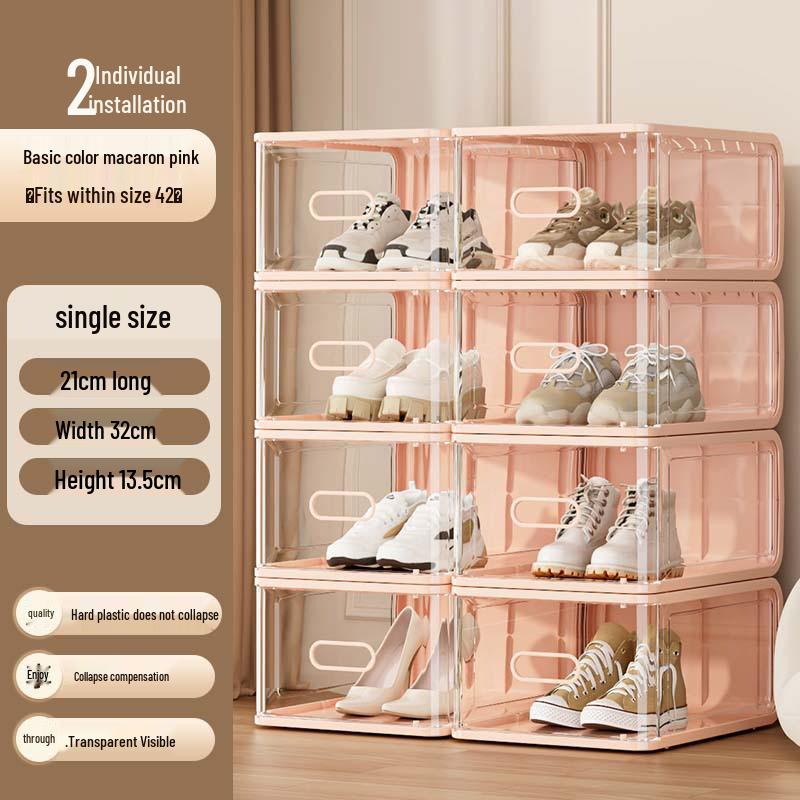 

Stackable Transparent Plastic Shoe Box: Dustproof, Multi-layer, Space-saving Cabinet for Home Use 32