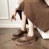 Round head retro thick heel lace-up single shoes platform women's autumn