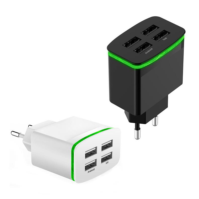 4 USB Ports Wall Charger 5V 4A Fast Phone Charge Adapter EU Plug for Mobile Phone