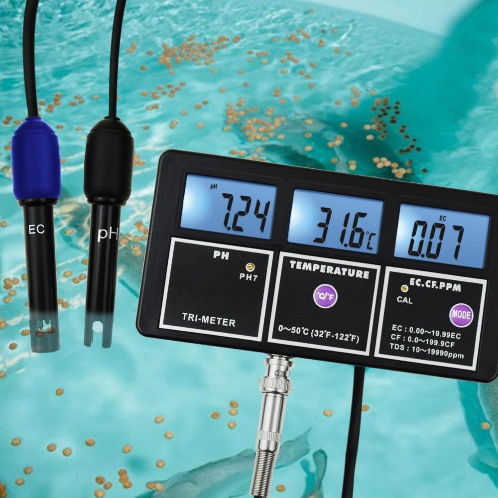 5 In 1 Water Quality Multi-parameter PH EC CF TDS(ppm) Temp Tester Meter Aquariums Hydroponics Pool Tank Pond Drinking