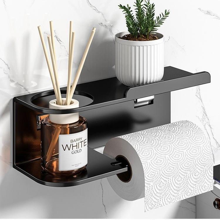 No Drilling Bathroom Toilet Paper Holder Multi-Function Storage Rack Toilet Tissue Holder Stainless Steel Easy Installation