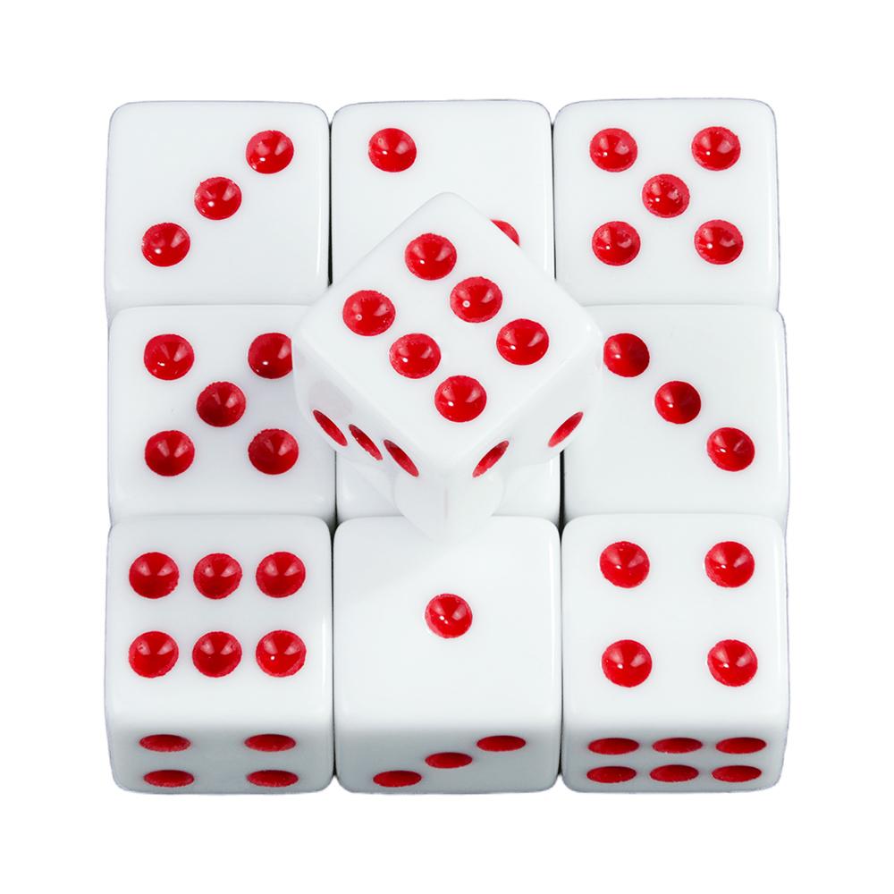 Weiße Würfel 10 Stück 6-seitige Spielwürfel Eckig 16MM Mathematik Unterhaltung Acryl Glücksspielwerkzeug Würfel