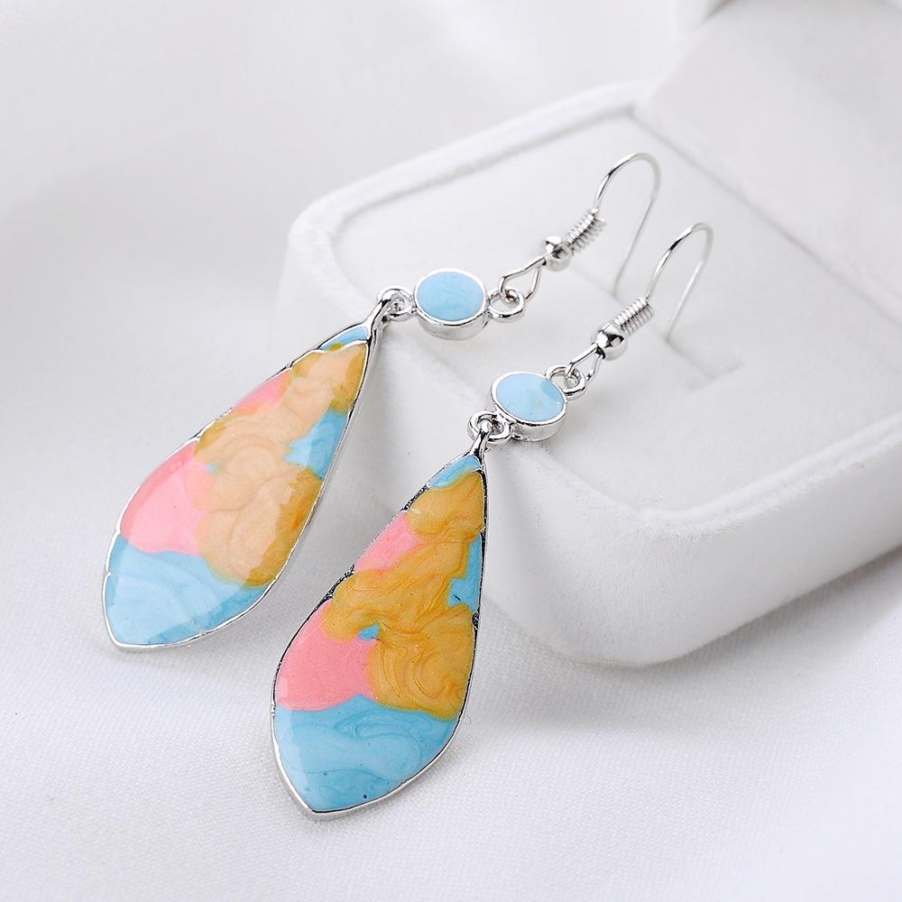 European and American New Colorful Drip Oil Water Drop Stud Earrings